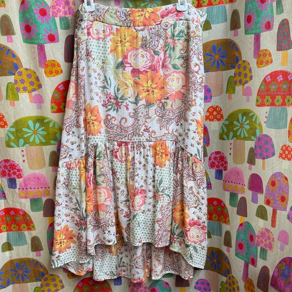 Mlle Gabrielle Floral Hi/Low Maxi Skirt. XL